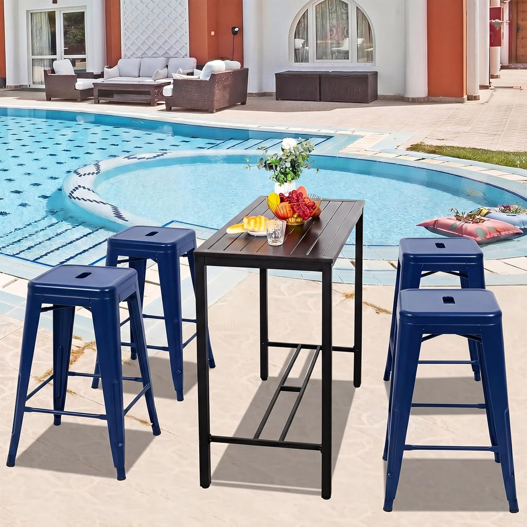 Stackable Metal Bar Stools Set