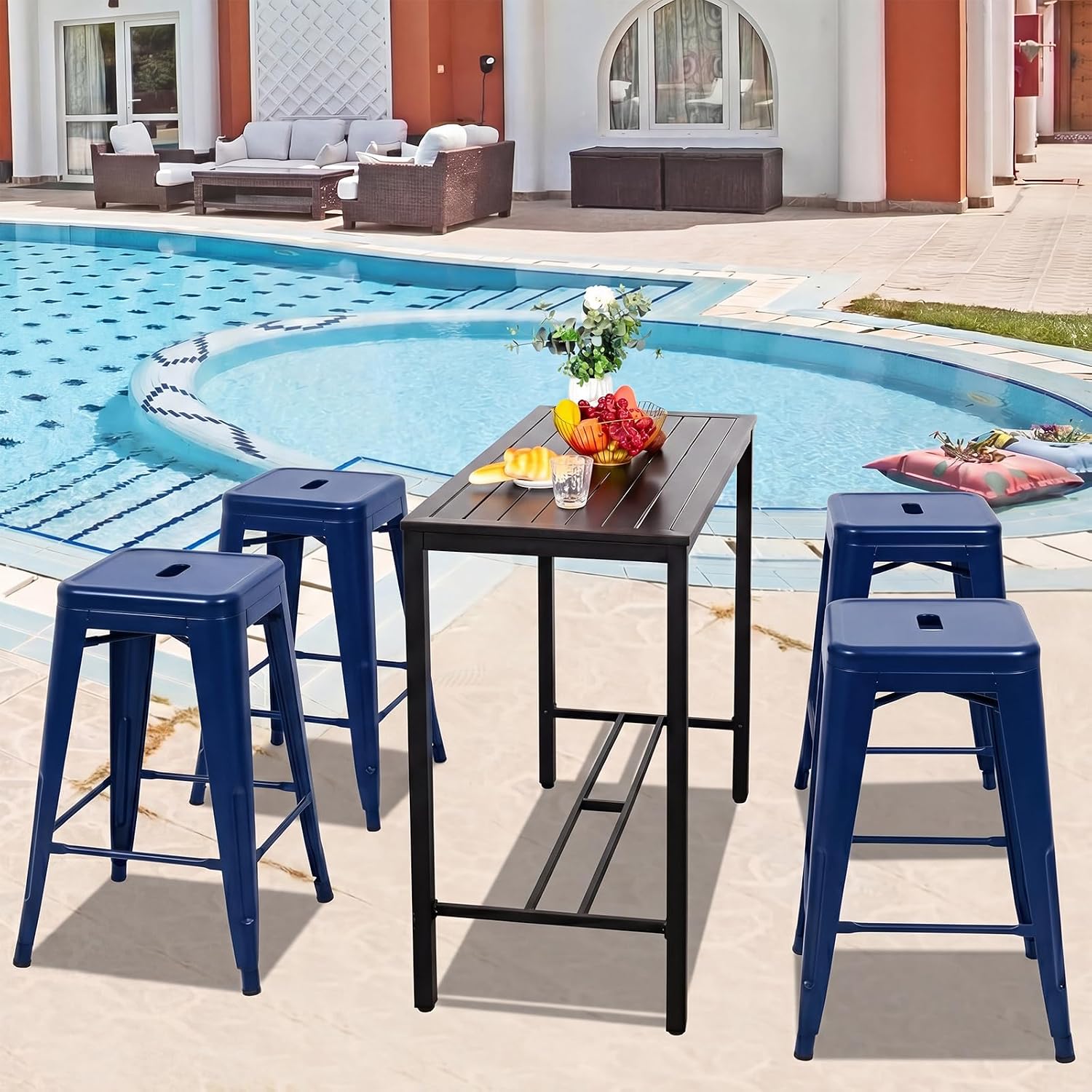 Stackable Metal Bar Stools Set