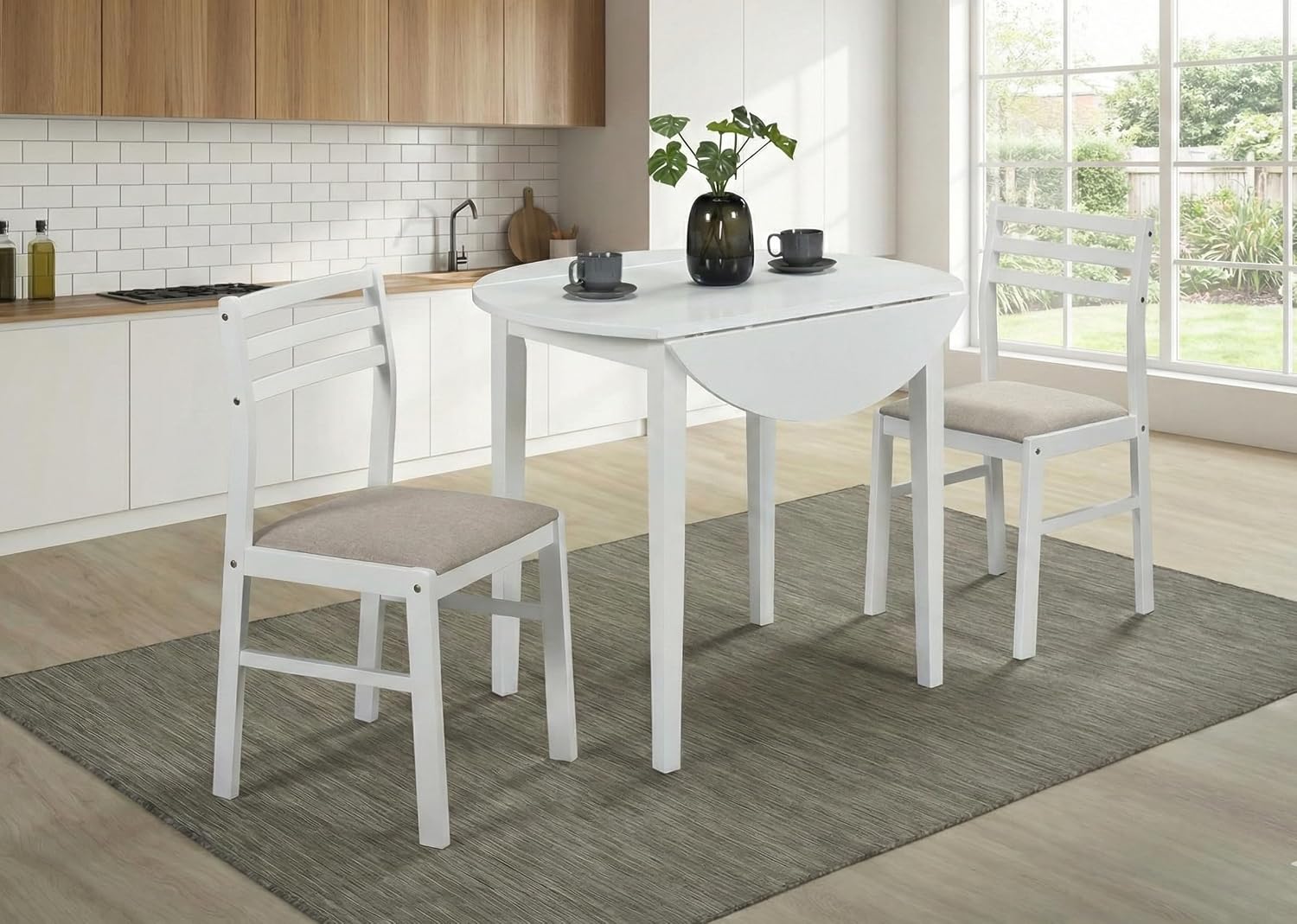 Round Drop Leaf Dining Set With Chairs