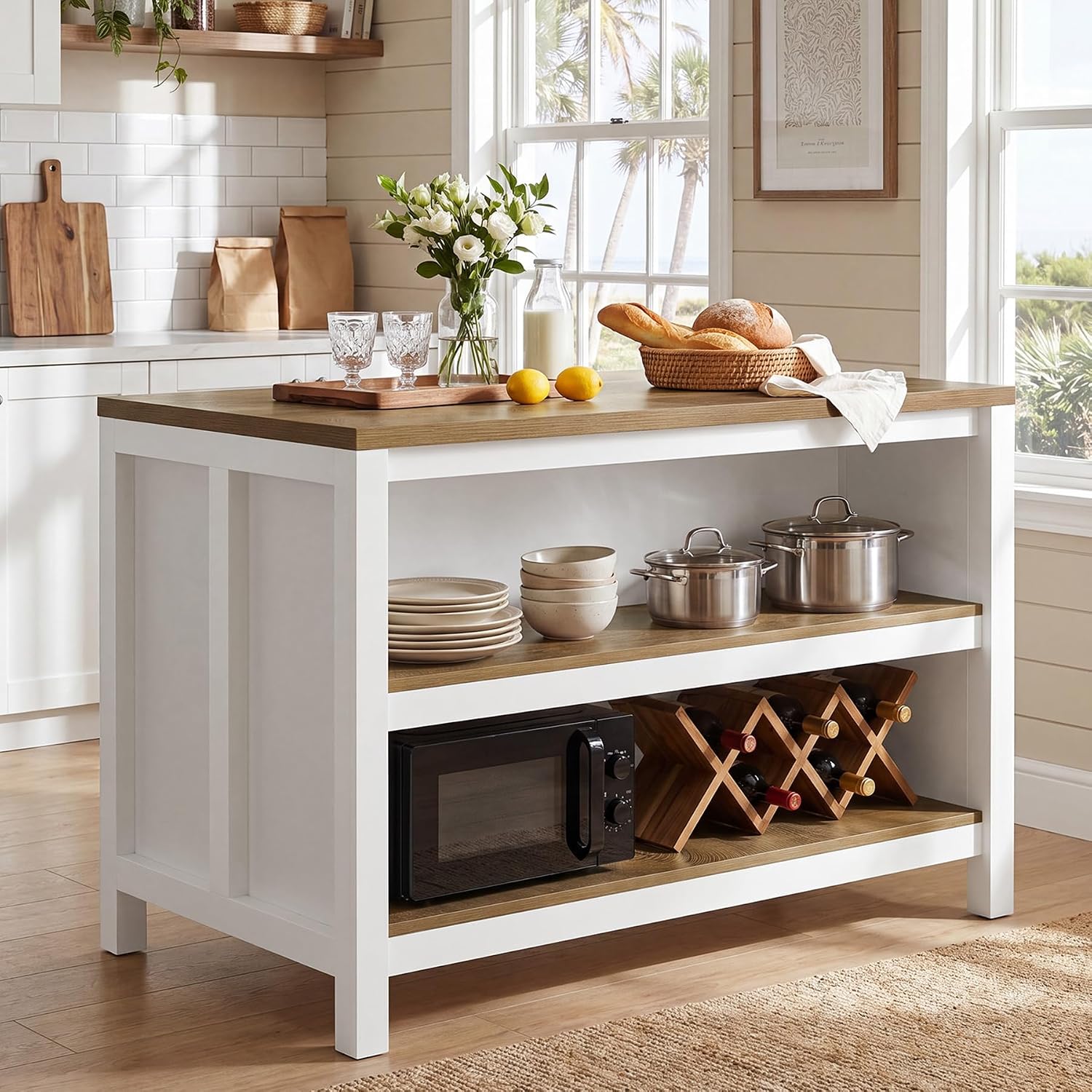 Farmhouse Kitchen Island With Seating