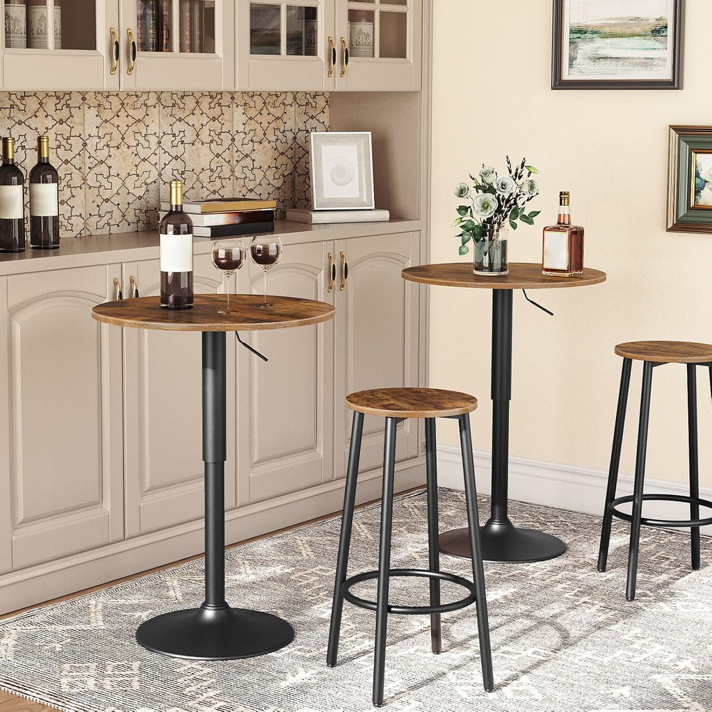 Rustic Round Bar Stools Set