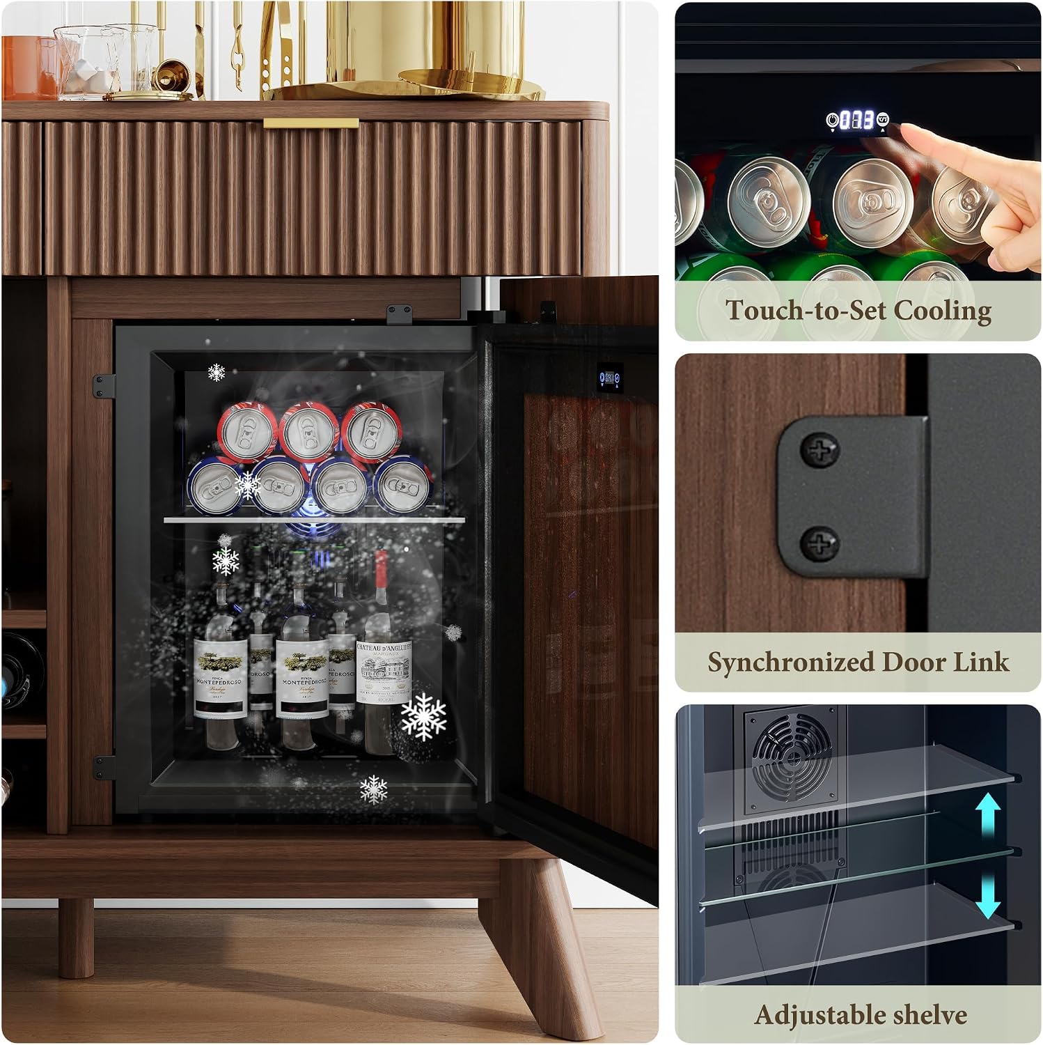 Fluted Wine Bar Cabinet With Storage