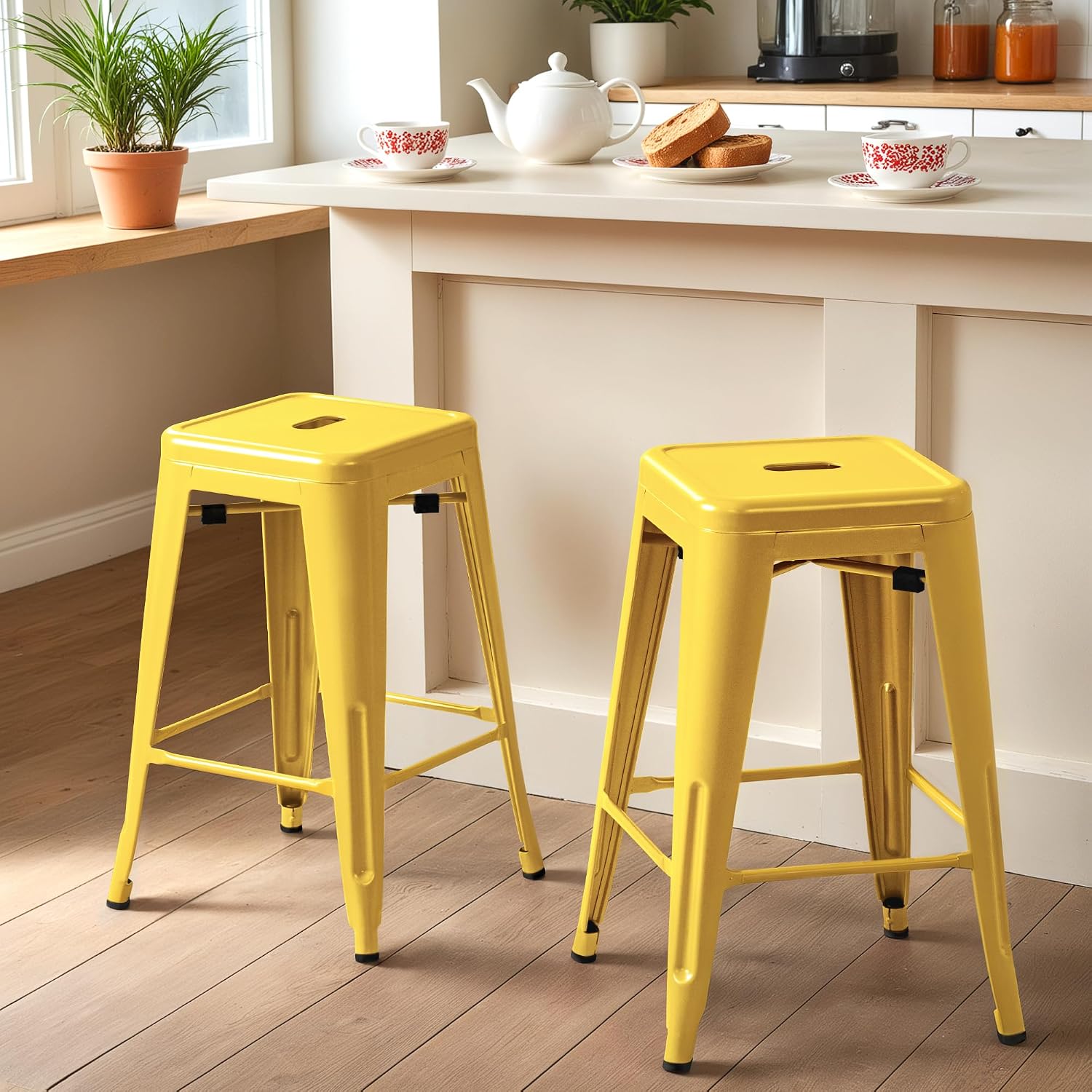 Stackable Metal Bar Stools Set
