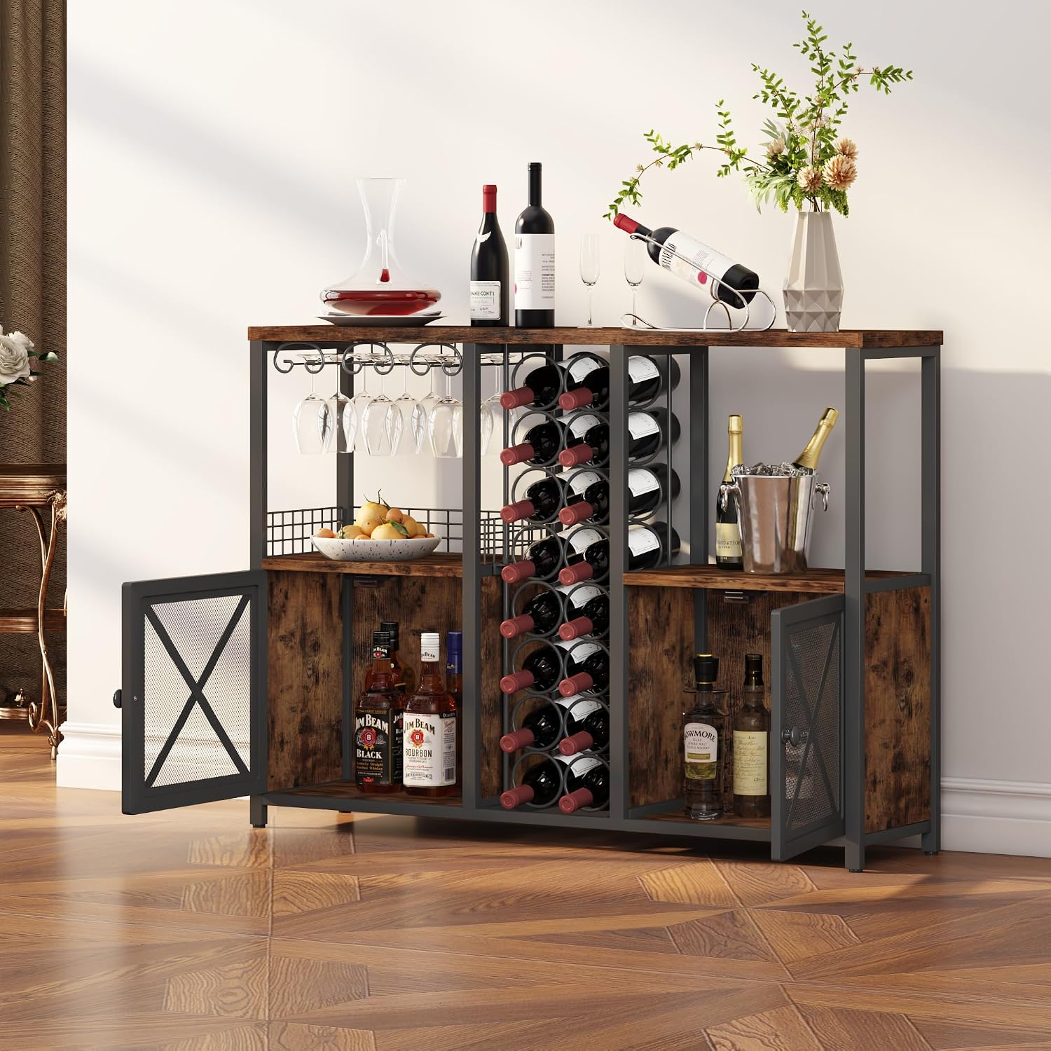 Farmhouse Wine Bar Storage Sideboard