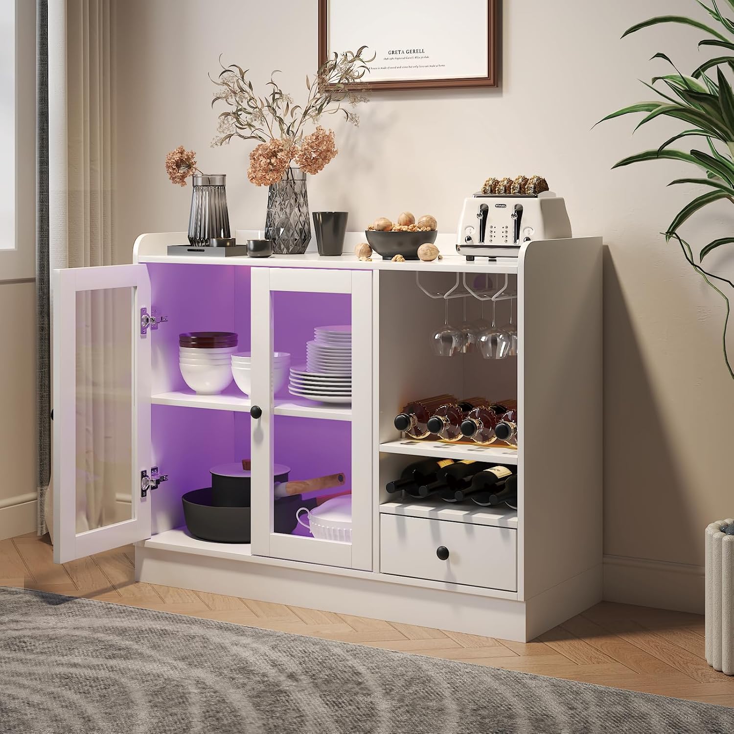 Wine Bar Cabinet With Acrylic Door Storage