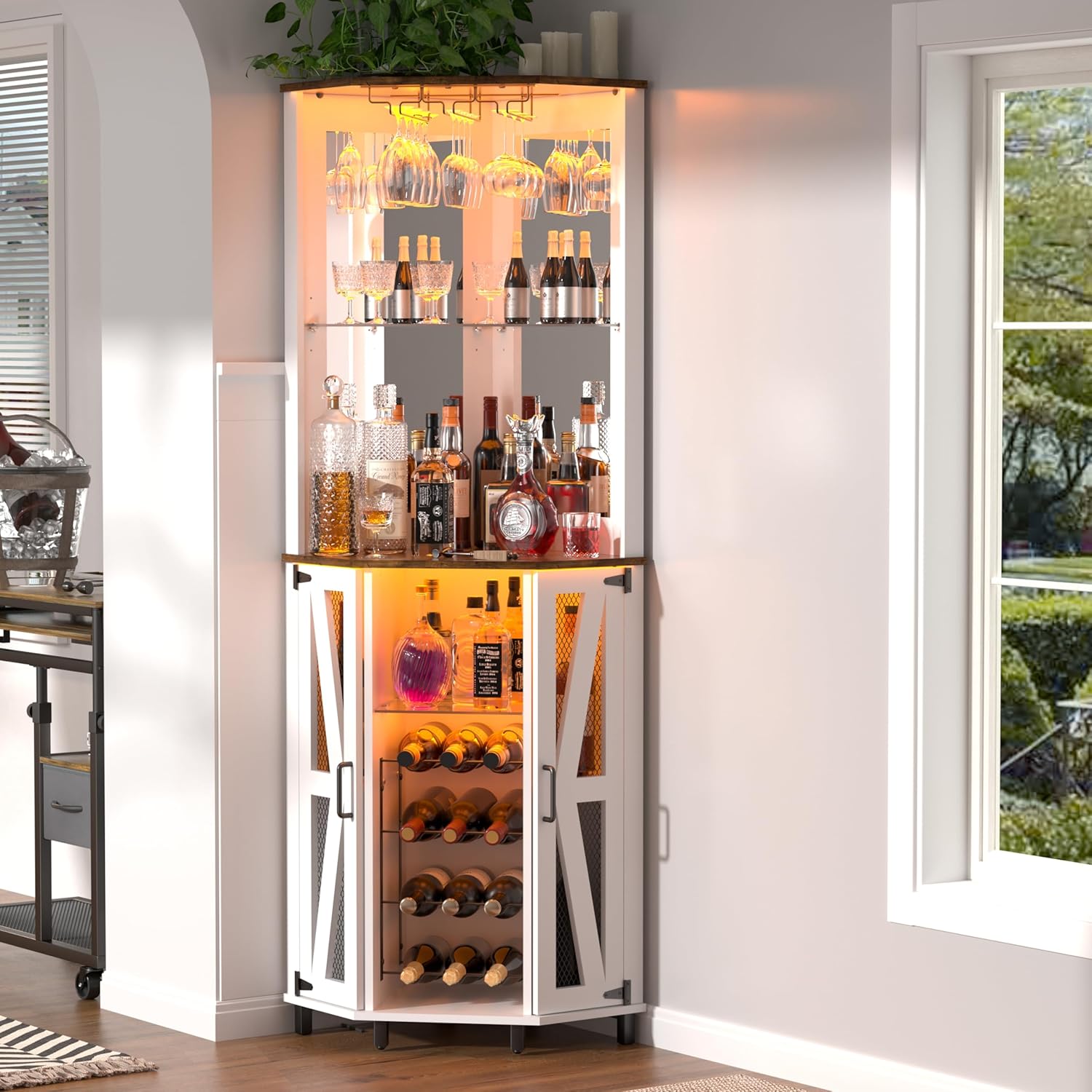 Farmhouse Corner Wine Bar Cabinet