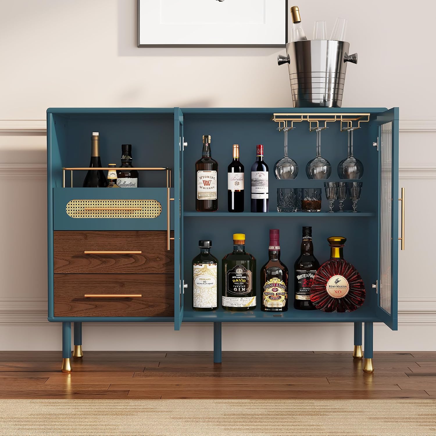 Wine Bar Cabinet With Drawer Storage