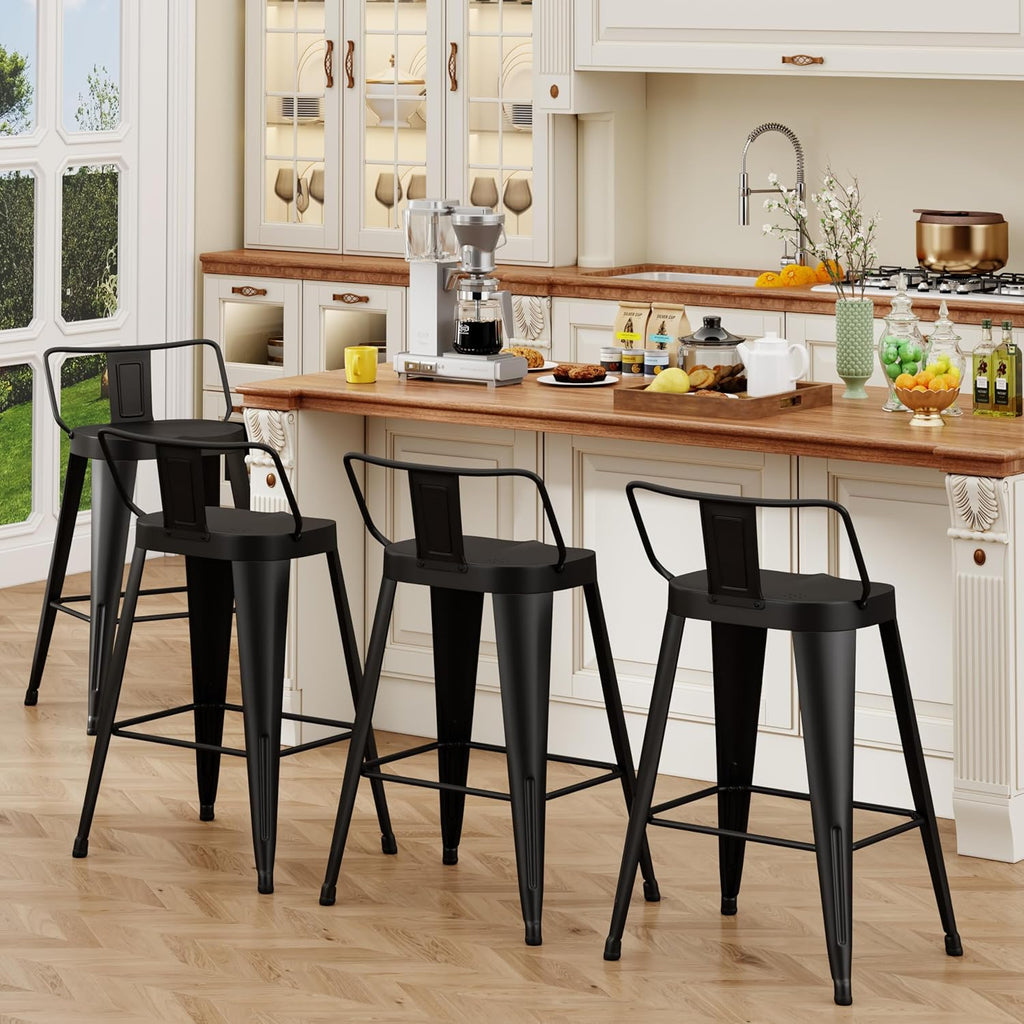 Farmhouse Metal Bar Stools Set