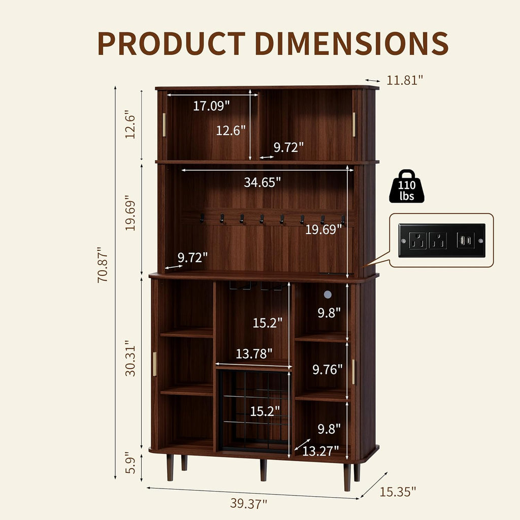 Fluted Wine Bar Cabinet With Storage