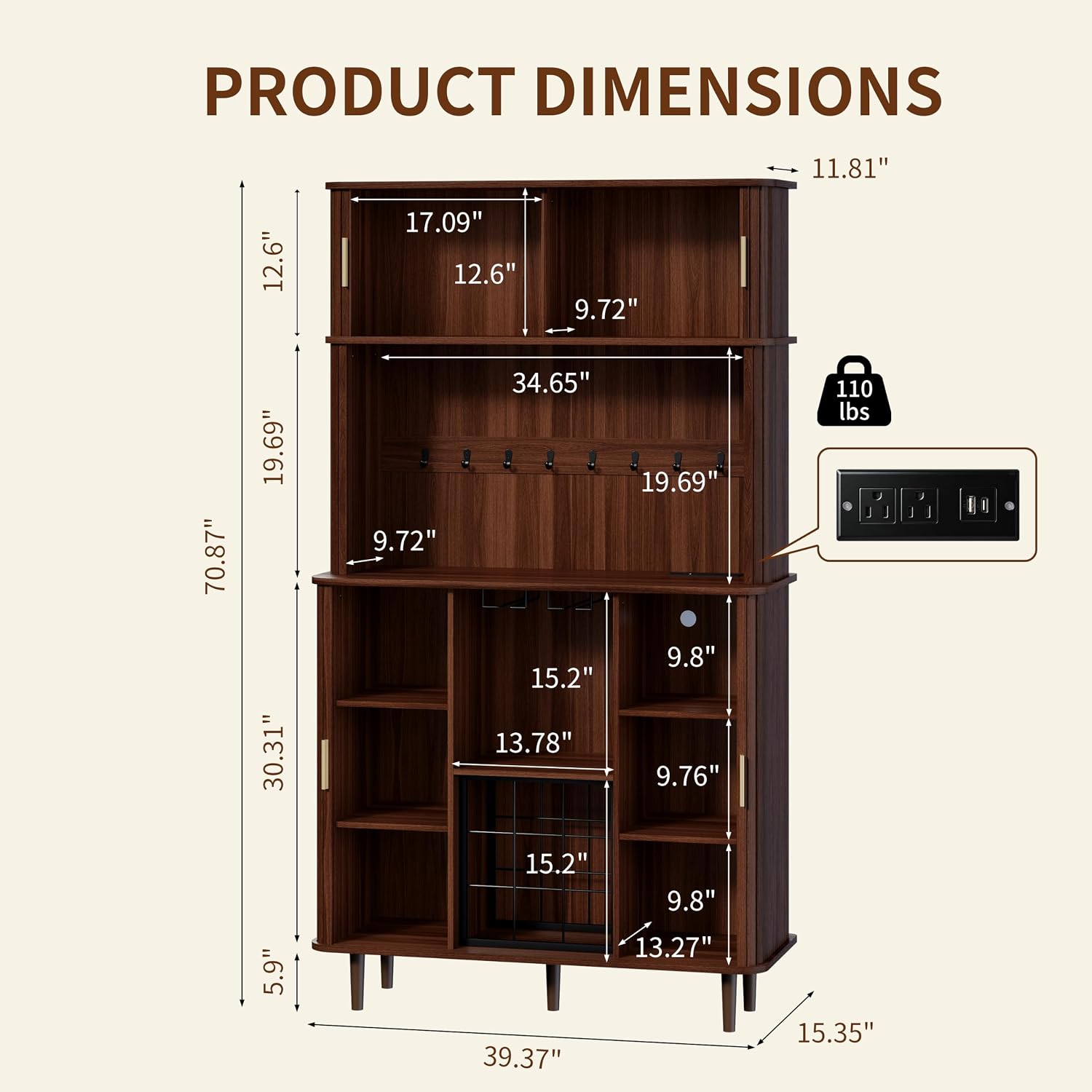 Fluted Wine Bar Cabinet With Storage