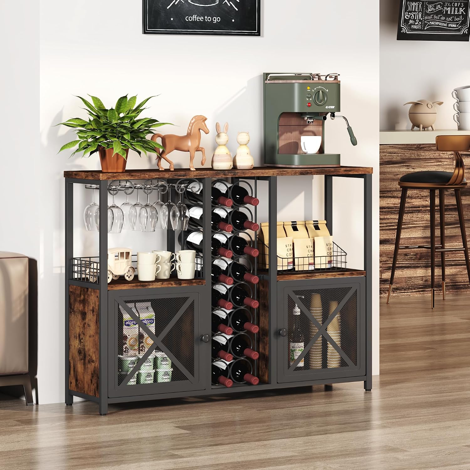 Farmhouse Wine Bar Storage Sideboard