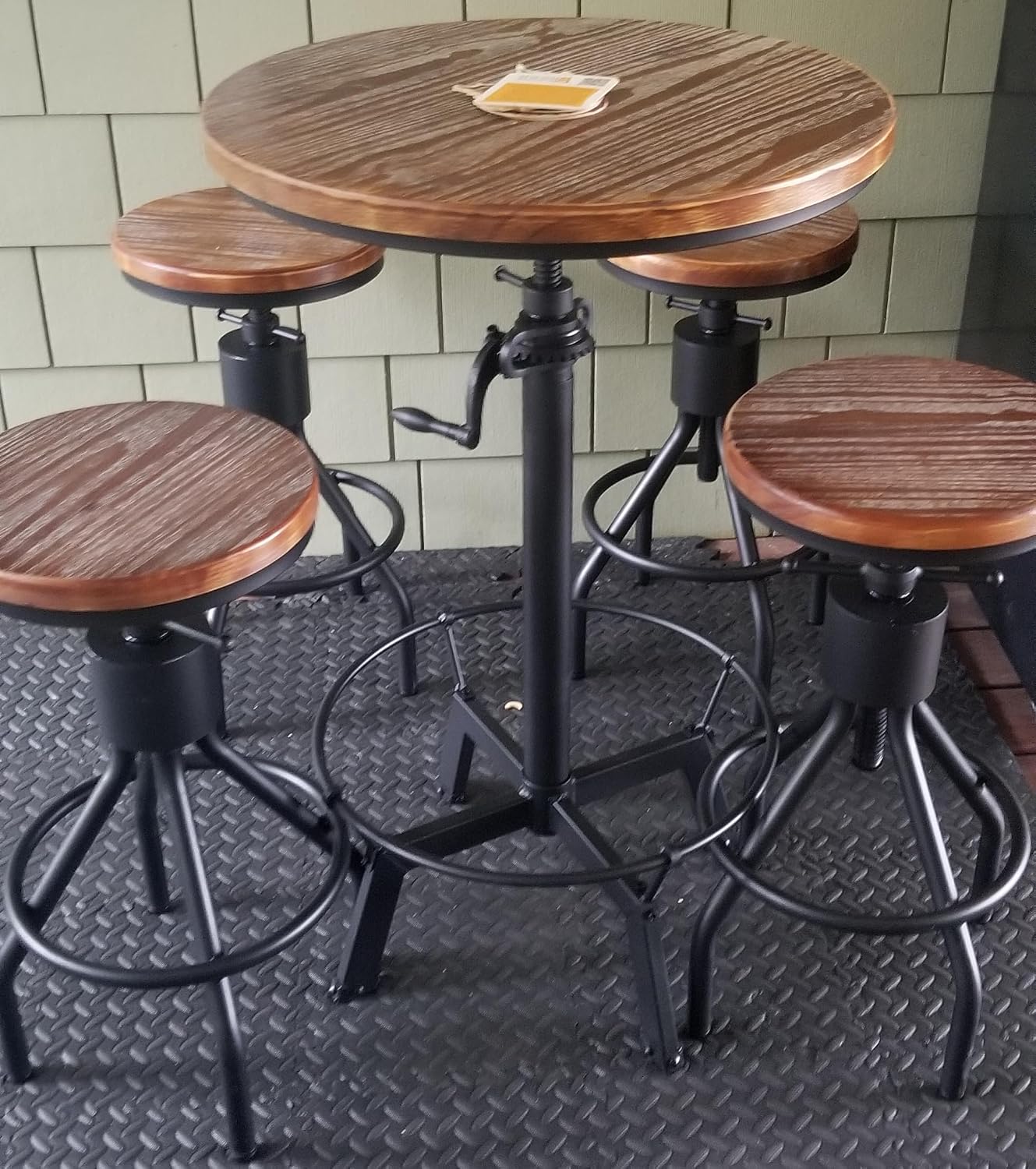 Adjustable Swivel Wood Bar Stools Set