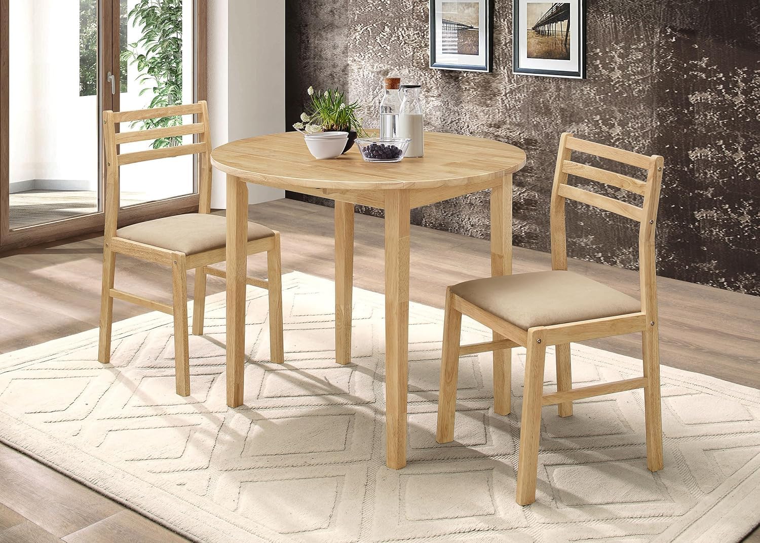 Drop Leaf Dining Set With Cushioned Chairs