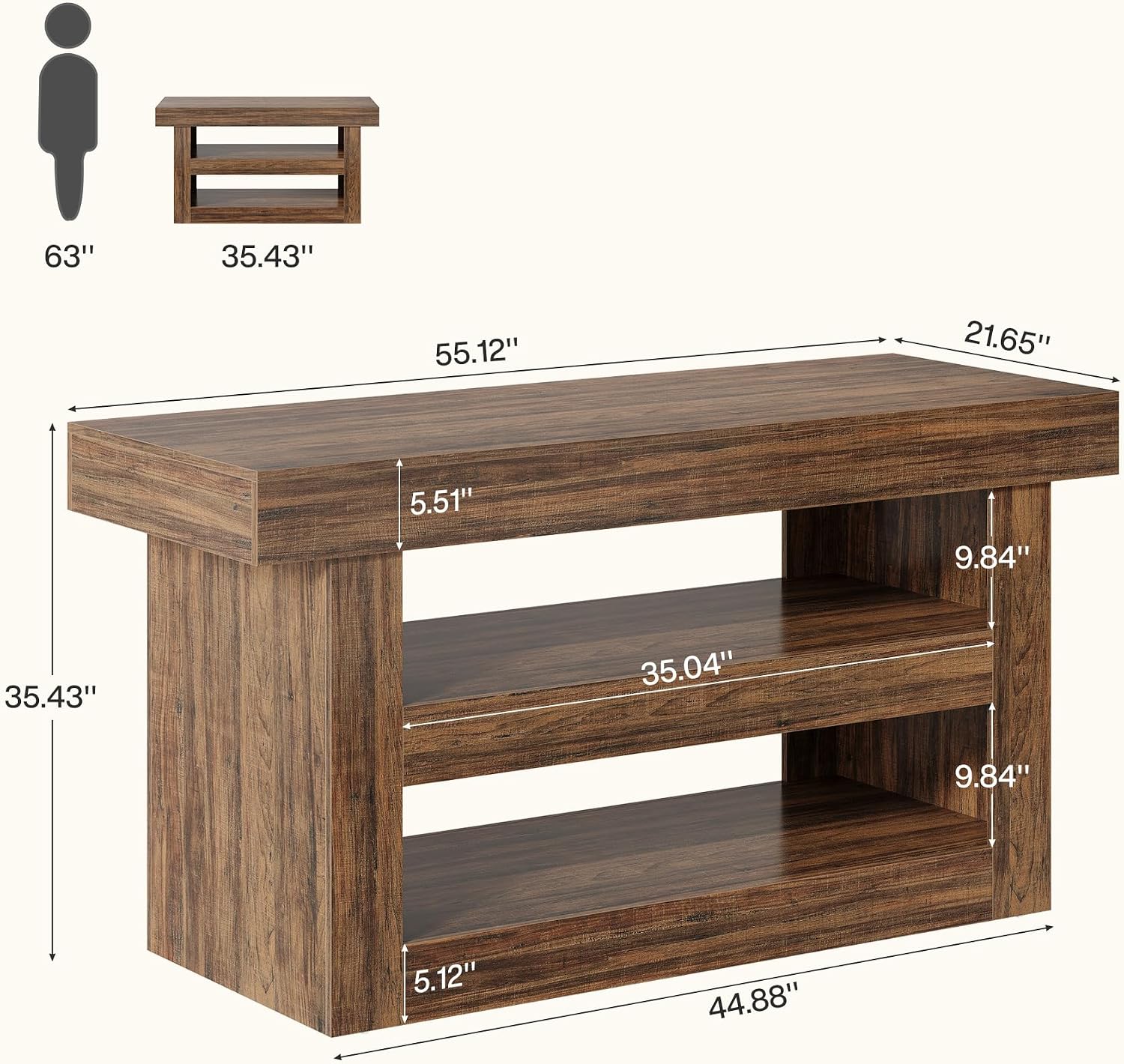 Farmhouse Kitchen Island Storage Table