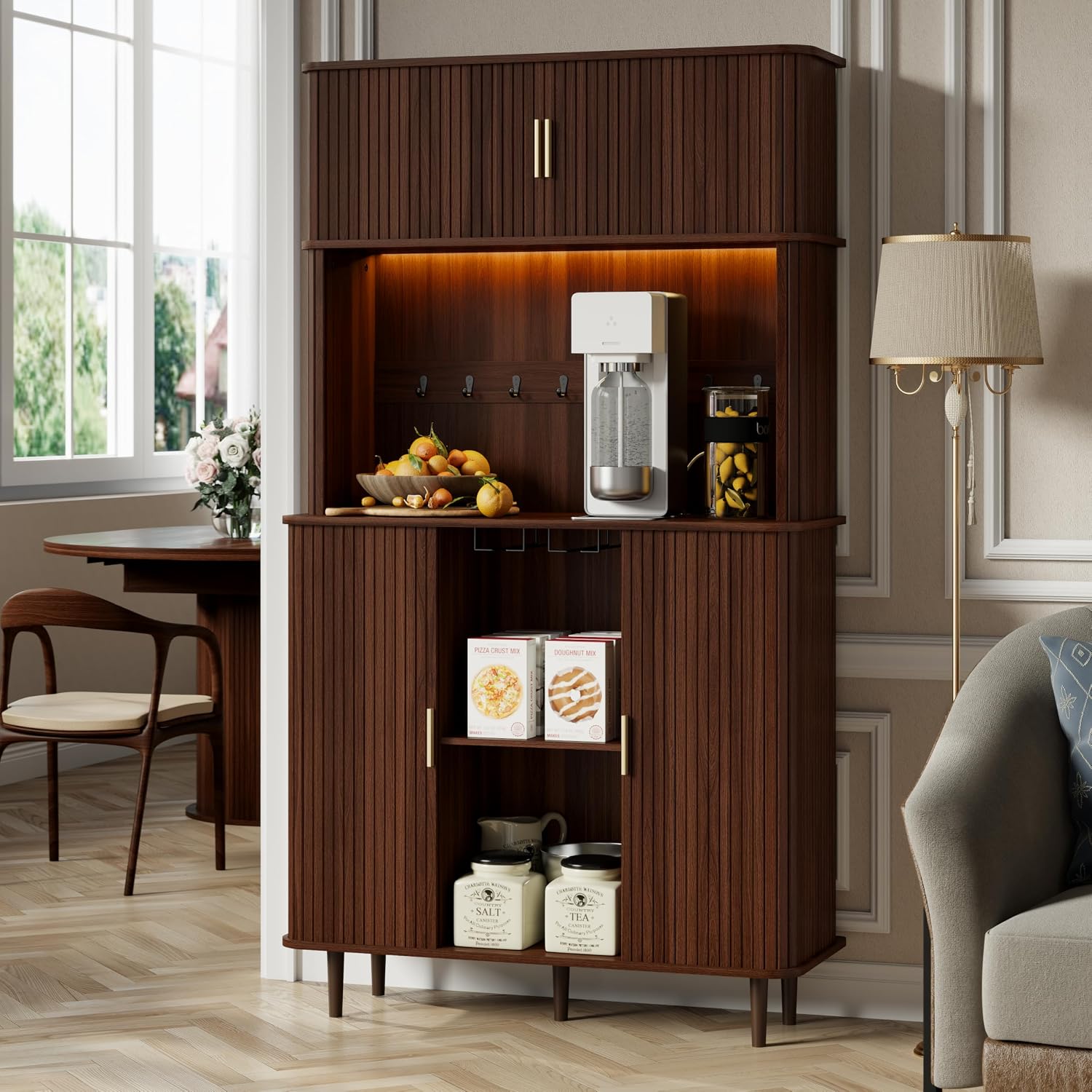 Fluted Wine Bar Cabinet With Storage