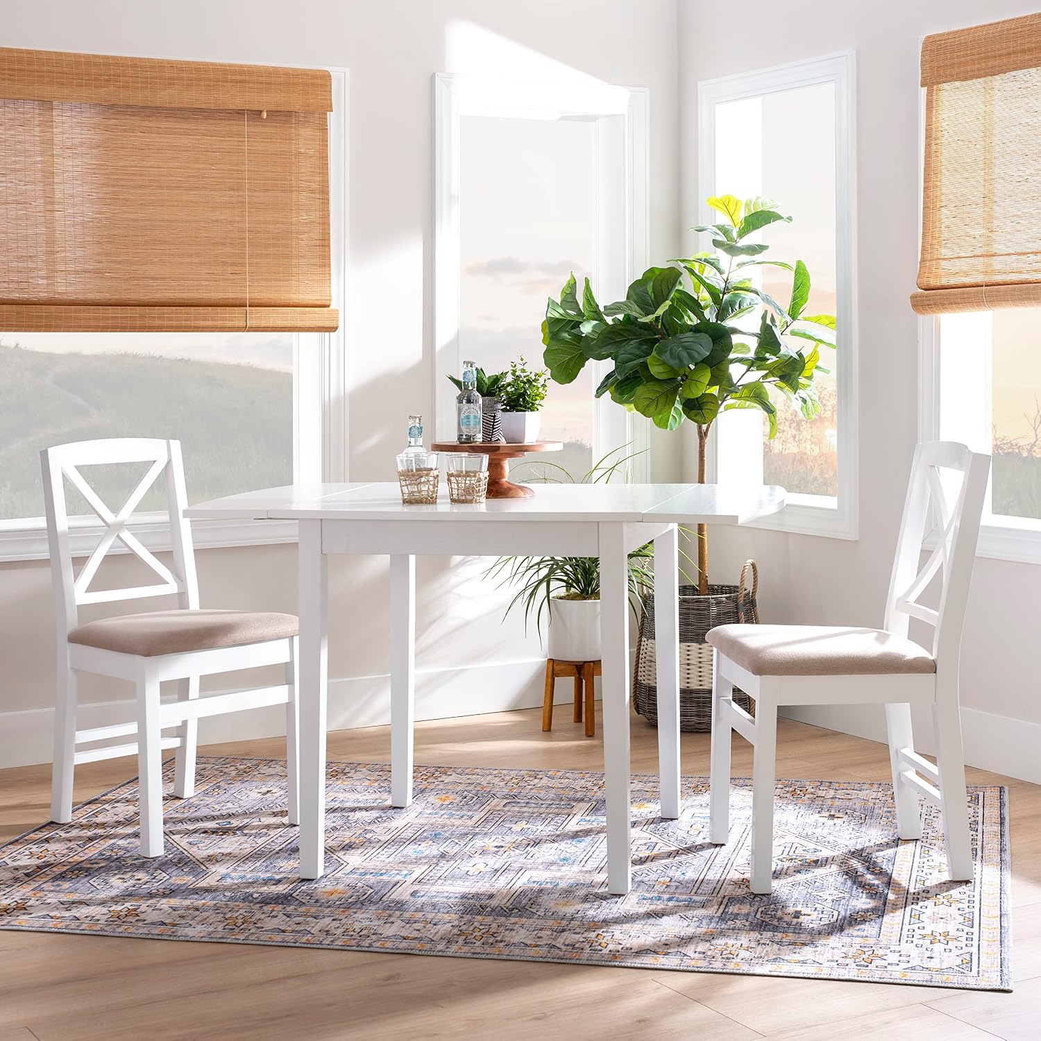 Drop Leaf Dining Set With Upholstered Seats