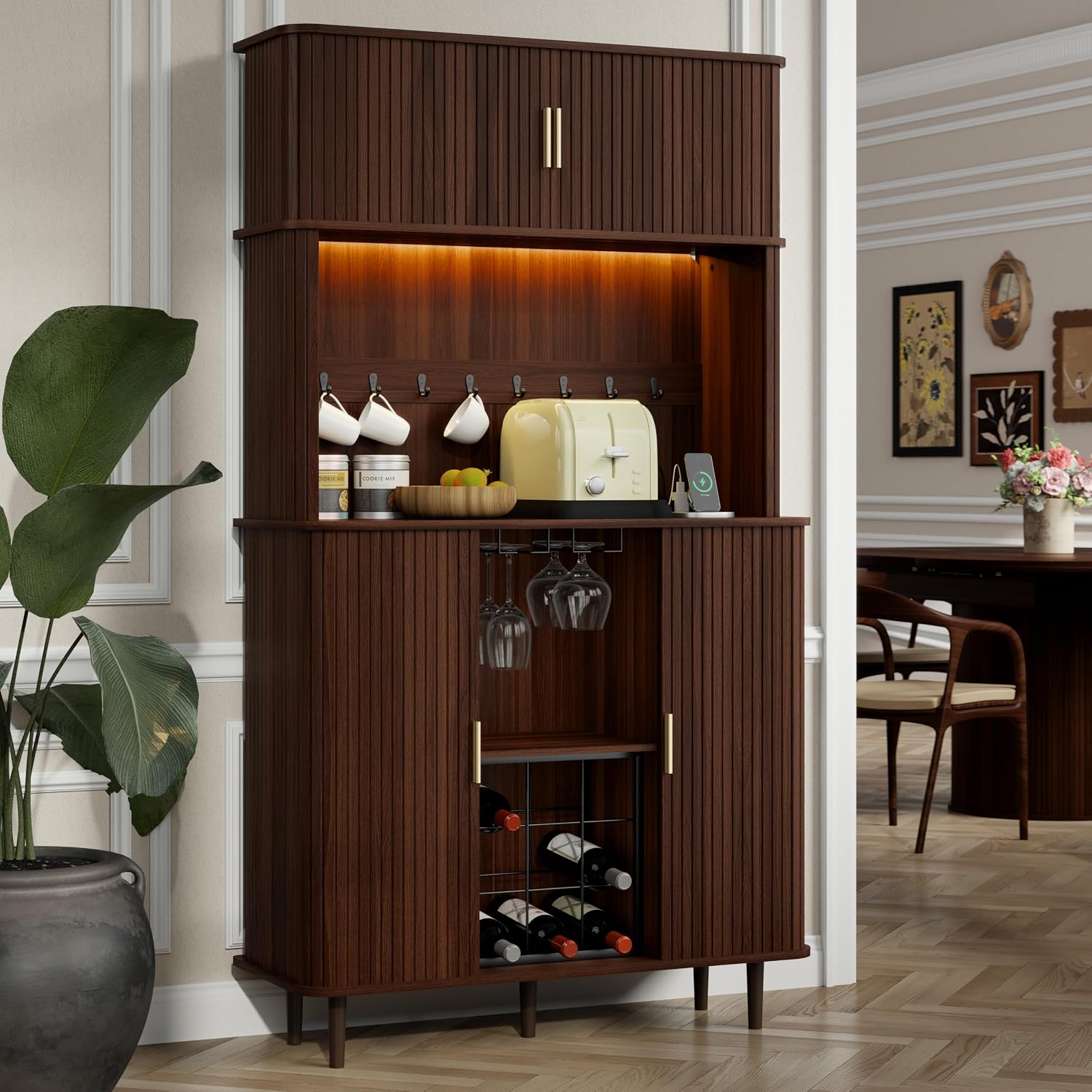 Fluted Wine Bar Cabinet With Storage