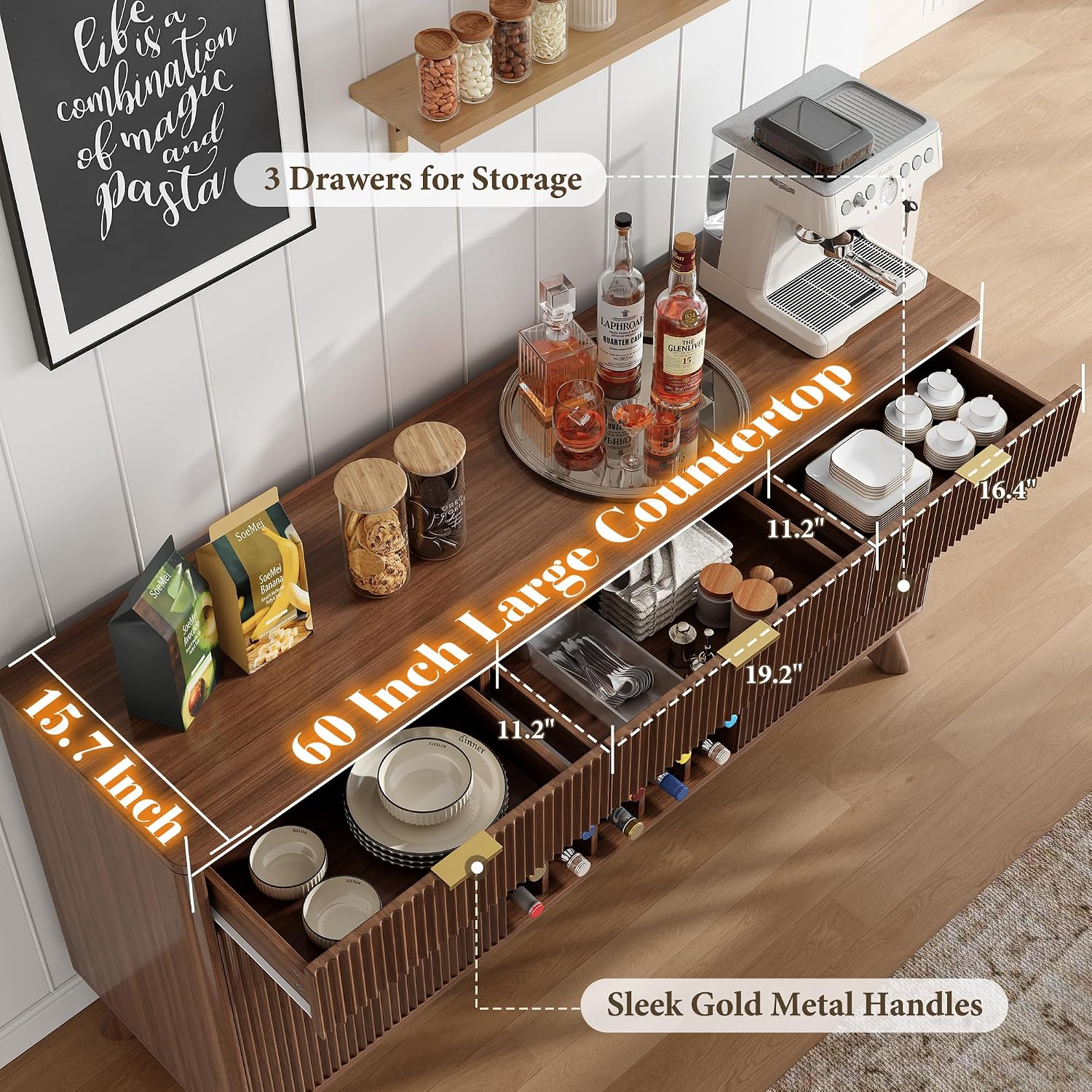Fluted Wine Bar Cabinet With Storage