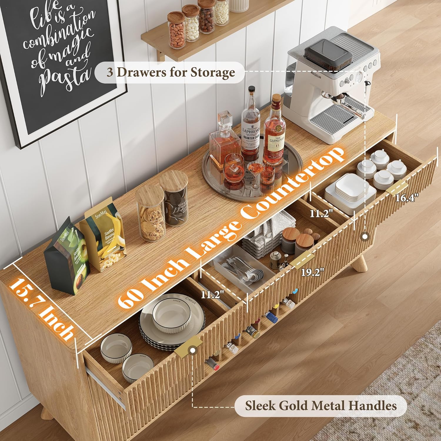 Fluted Wine Bar Cabinet With Storage