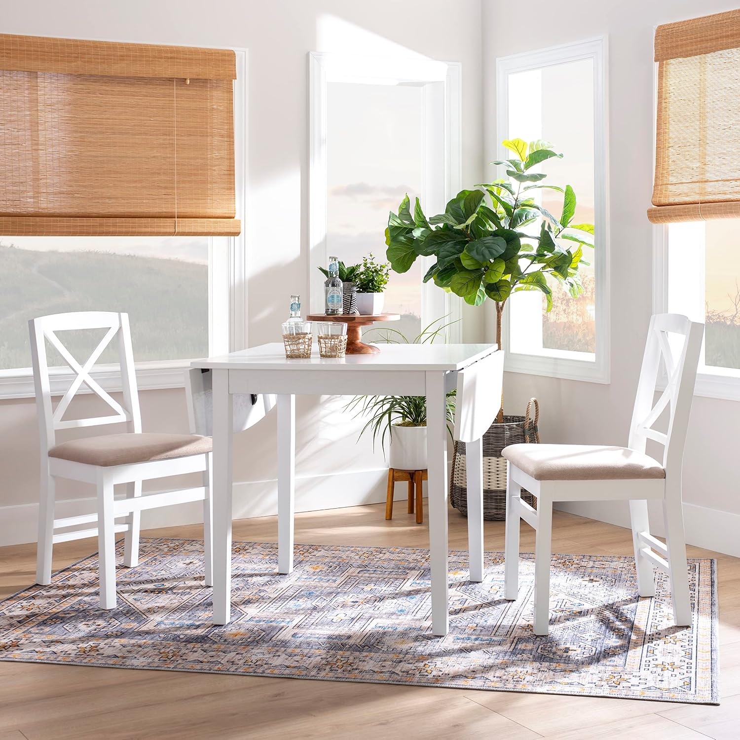 Drop Leaf Dining Set With Upholstered Seats